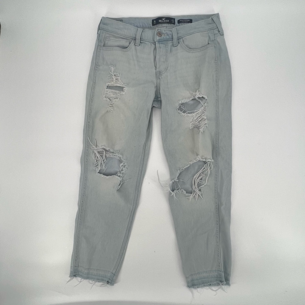 Hollister Low Rise Distressed Boyfriend Button Fly Jeans Size 5 Long Women’s